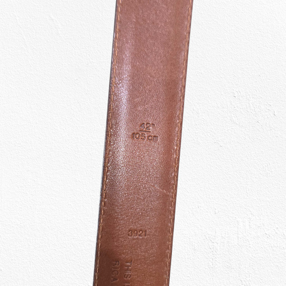 1980s Vintage Coach Solid Brass Buckle Belt 42” Mahogany Leather Classic Belt - Picture 5 of 9